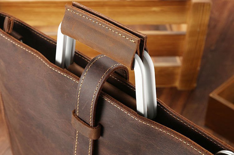 Crazy Horse Leather Men's Bag Handmade Vintage Leather Handbag OEM